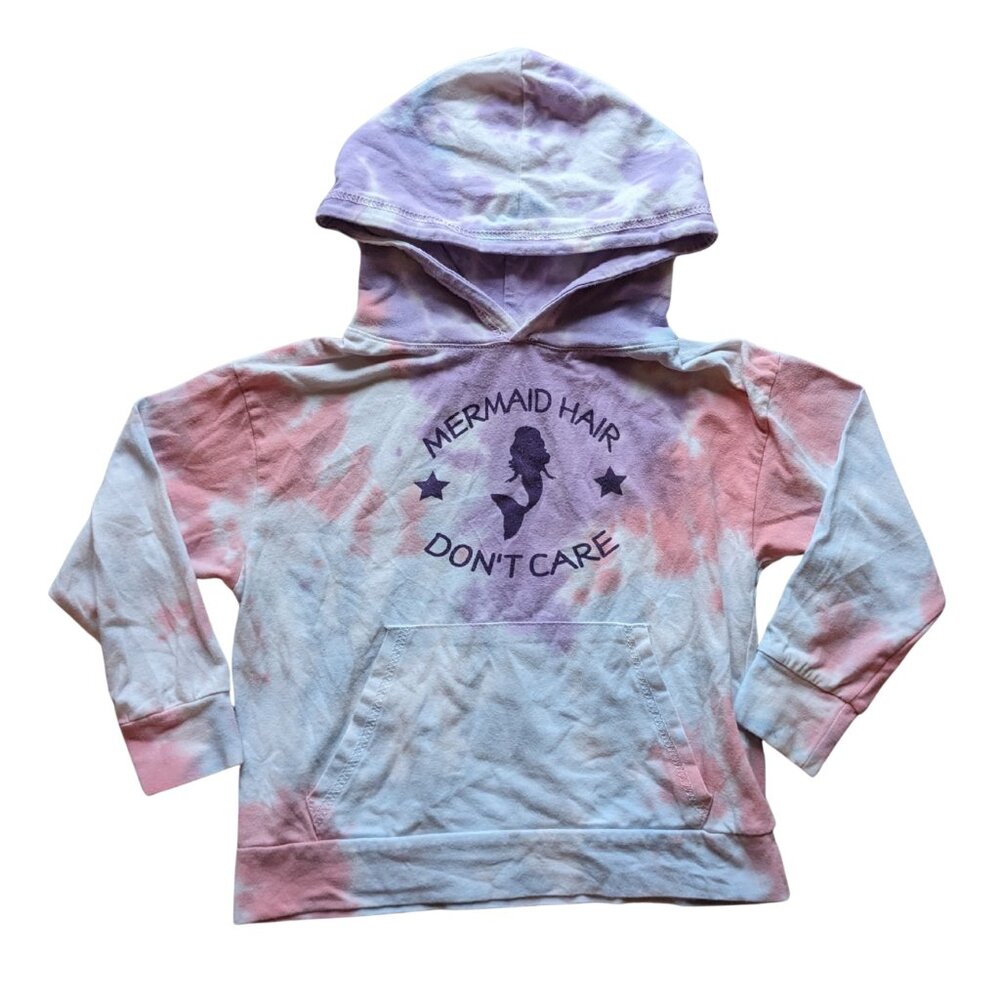 Mermaid Hair Don't Care Tye-Dye Hooded Sweatshirt Girls Size Small